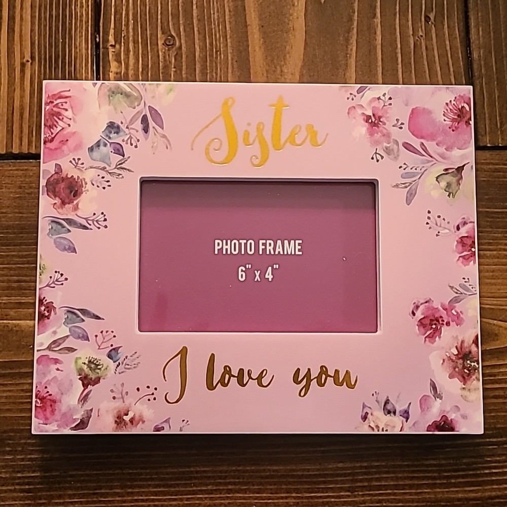 Pink floral Sister photo frame